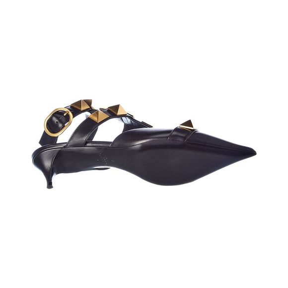 Valentino Roman Stud 40 Leather Ankle Strap Pump, Black - Picture 4 of 5